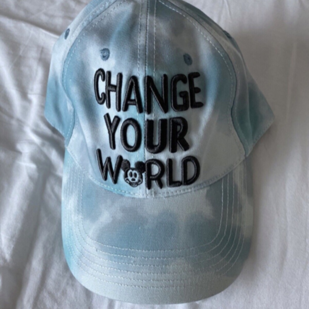 Disney Parks Change Your World Mickey Blue Tie Dye Adjustable Cap Hat Adult